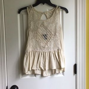 Cream lace detail tank